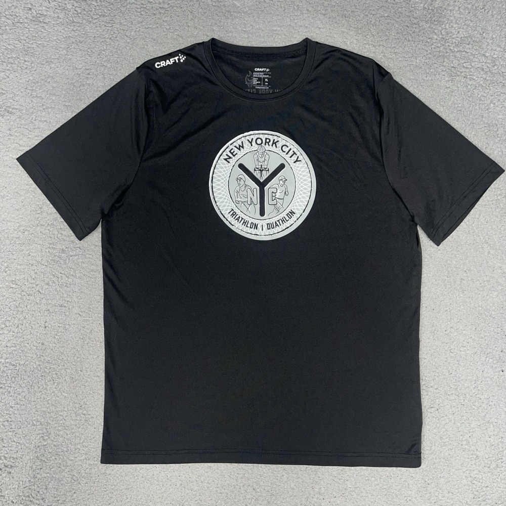 Craft New York City Triathlon & Duathlon T Shirt Men's XL Black Token 2-Side Tee